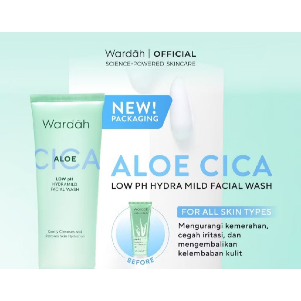 Sabun Cuci Muka Wardah Low pH Hydramild dengan Ekstrak Aloe Vera & Centella Asiatica, Panthenol