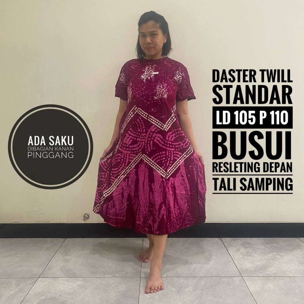 Baju Daster Wanita Remaja Dewasa Panjang Lengan Pendek Tali Samping Kanan Kiri Motif Batik Abstrak B