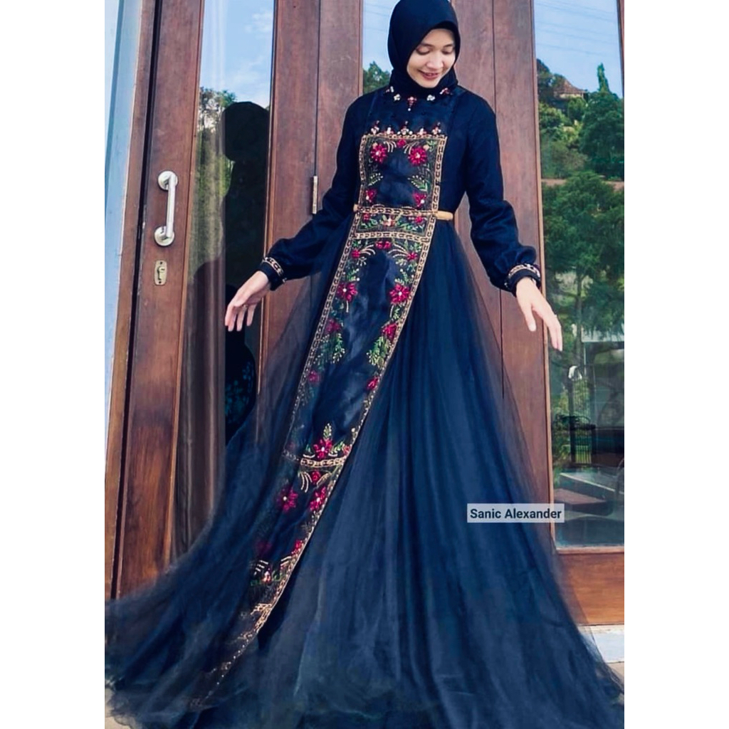 Preloved Dress Sanic Alexander Navy size XL LD 104 VVGC pjg 150cm