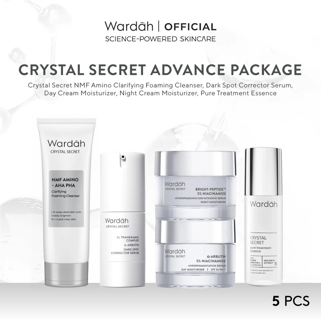 Wardah Crystal Secret - Pelembab Wajah Malam dan Siang, Mencerahkan, Melindungi, Meratakan, menghamb