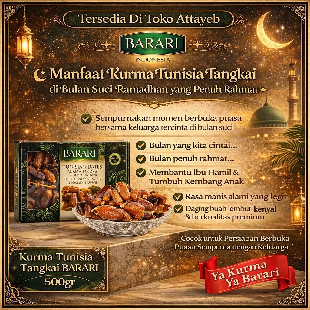 Kurma Tunisia Tangkai Barari 500gr Fresh Kurma Tunis Palm Tangkai Barari Enak Lembut Istimewah kurma