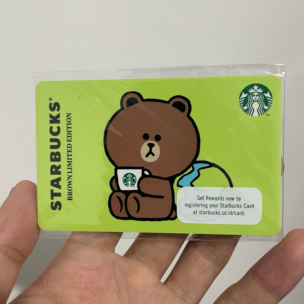 Starbucks card LINE FRIENDS BROWN Kartu Rare baru