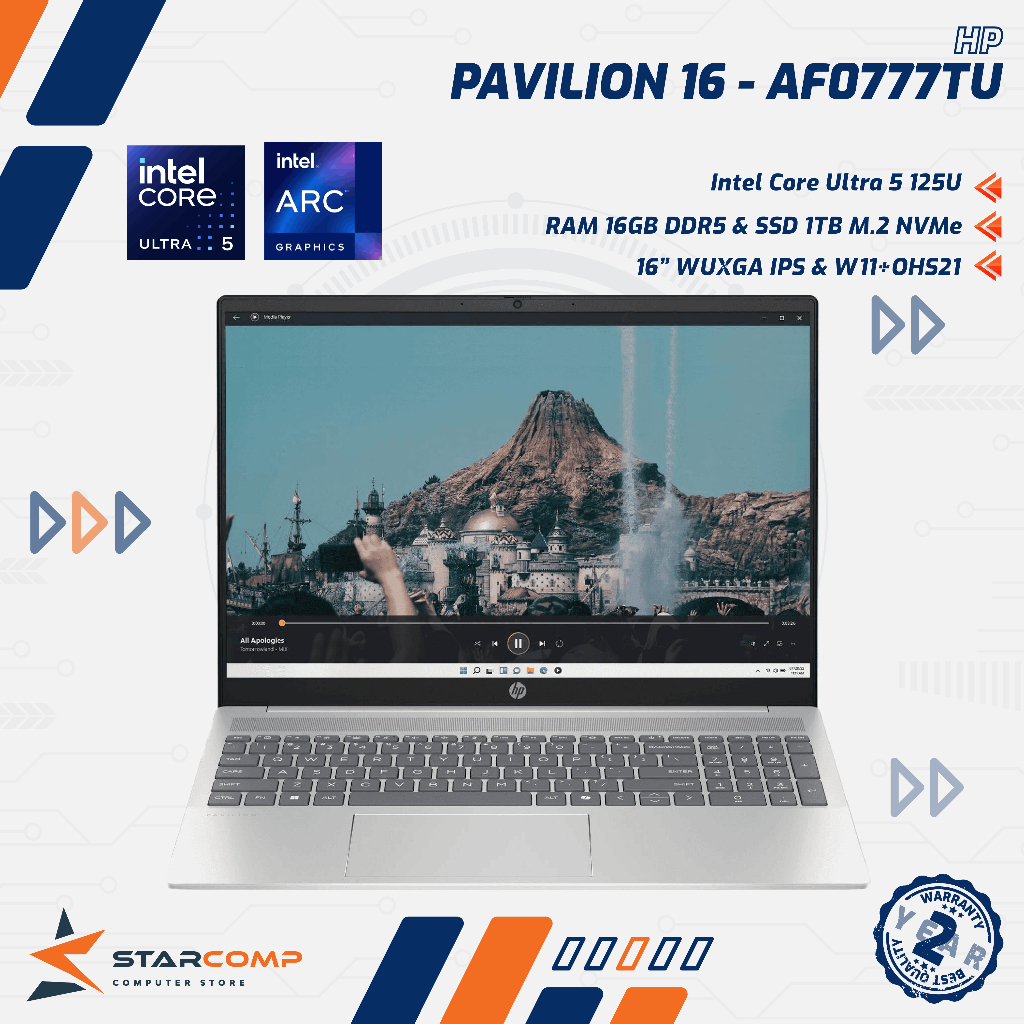 HP Pavilion 16 AF0777TU Intel Core Ultra 5 125U 16GB 1TB 16" WUXGA IPS W11+OHS21