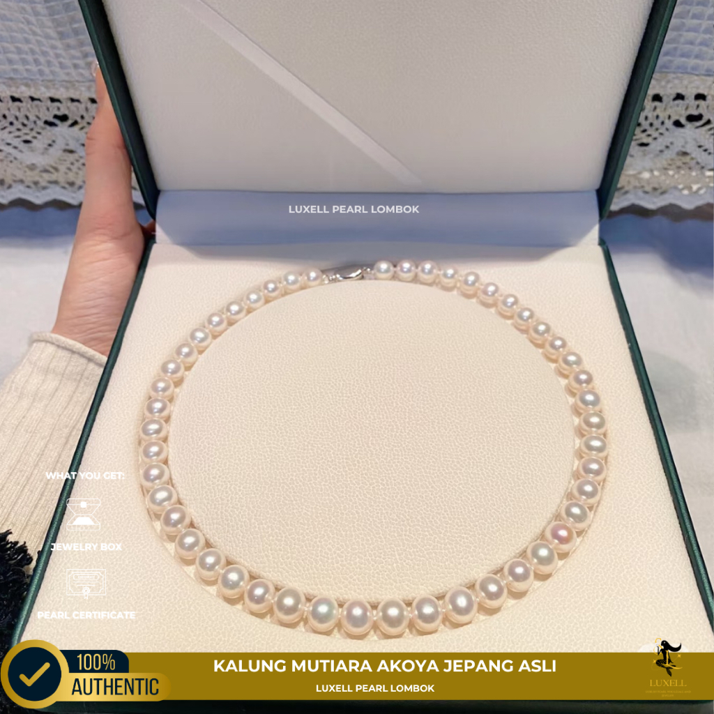 Kalung Mutiara Akoya Grade A | Akoya Pearl Necklace | Kalung Mutiara air Laut Jepang Akoya Pearl
