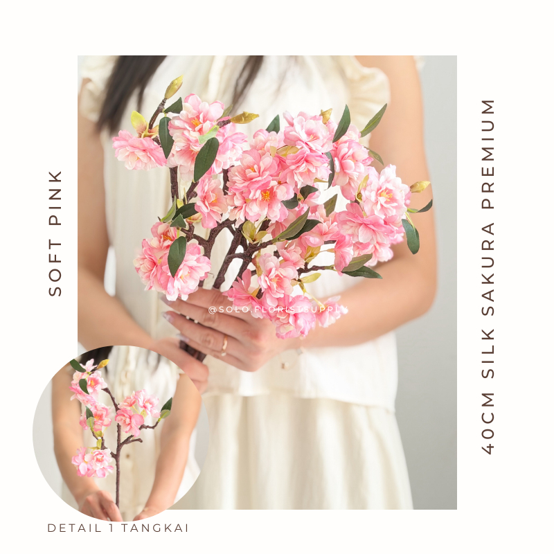 40cm SILK SAKURA PREMIUM X3 Bunga Cherry Blossom X 3 Artificial Flower Bunga Sakura Plastik Bunga De