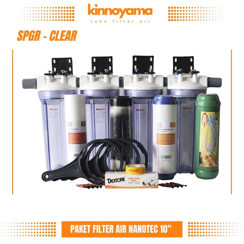 FILTER AIR SUMUR Paket Filter Air Sumur Bor 4 Tabung 10 Inci Clear 3/4 Inci Spgr BOR / FILTER AIR NA