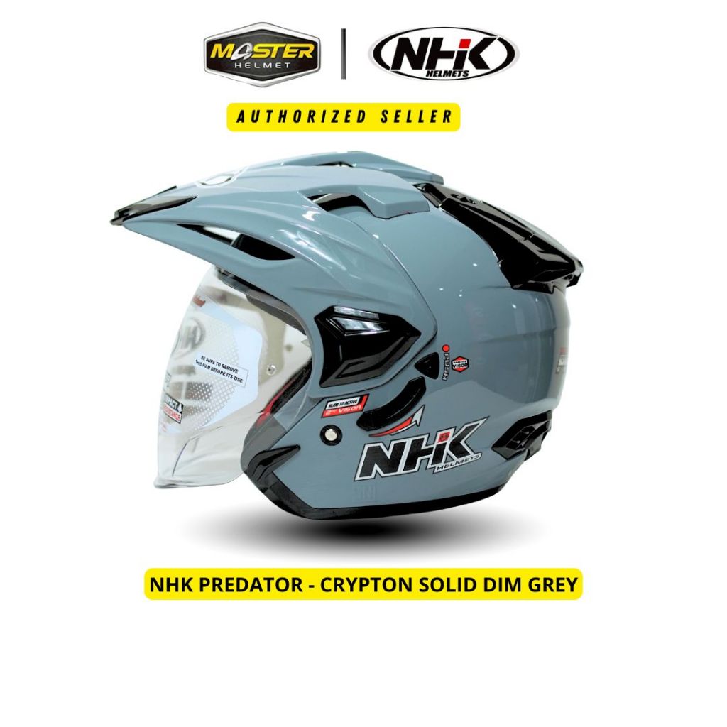NHK Predator Crypton Solid Dim Grey Helm NHK Double Visor Half Face