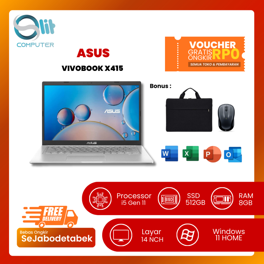 Asus Vivobook X415 i5-1135G7 | RAM 8GB | SSD 512GB | FHD | Iris Xe | Bonus Mouse