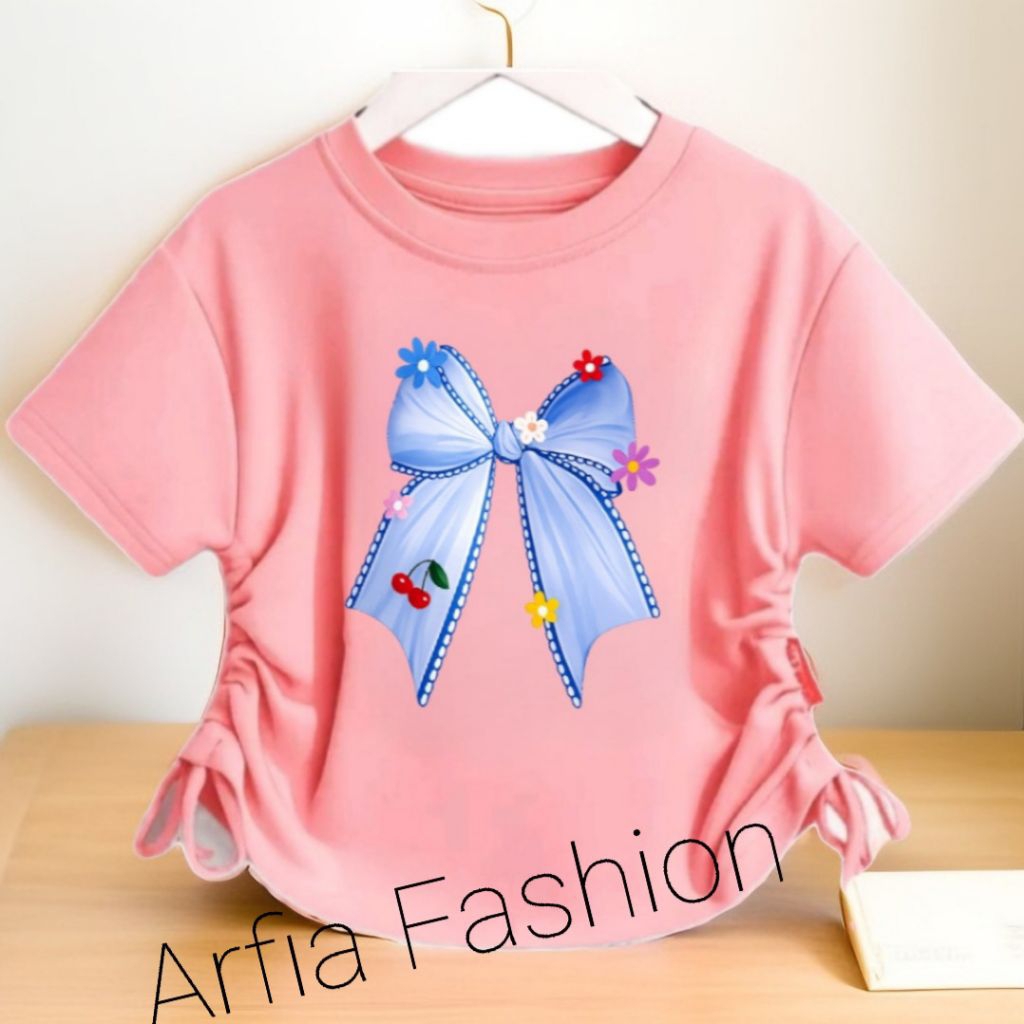 Kaos Anak Perempuan CropTop Usia 2-7 Tahun Kaos Serut