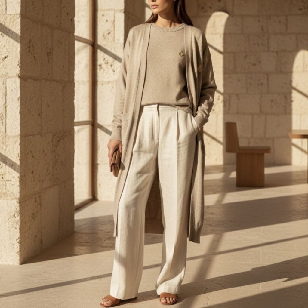 (New With Tag) Jenna & Kaia Set Javi Cardigan & Kalea Sweater Light Moccha