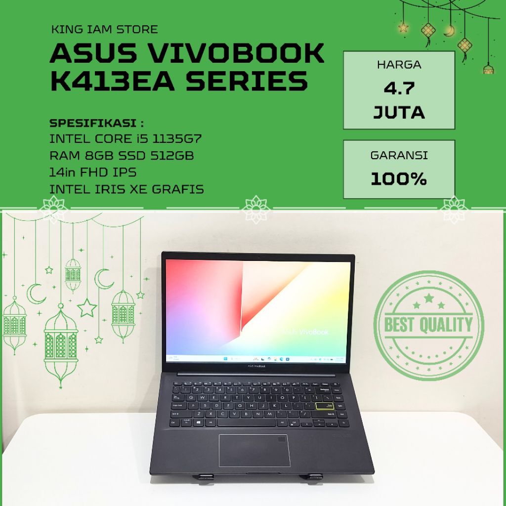 Asus Vivobook K413EA Intel Core i5-1135G7 RAM 8GB SSD 512GB Iris Xe Graphics - Laptop Slim | KING IA