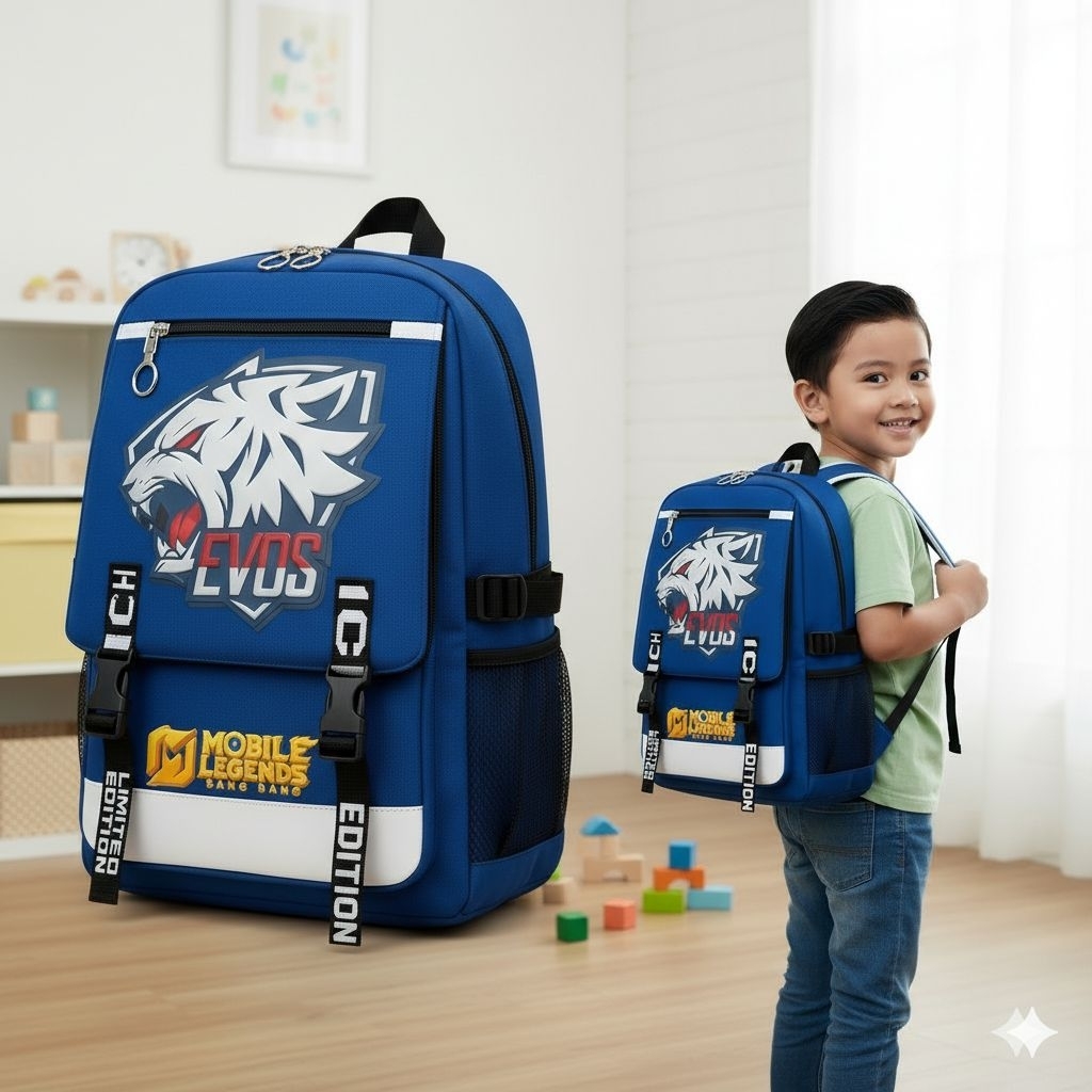 Safiyya Tas Anak Tas sekolah 51 motif evos backpack - tas anak evos - ransel sekolah anak laki-laki