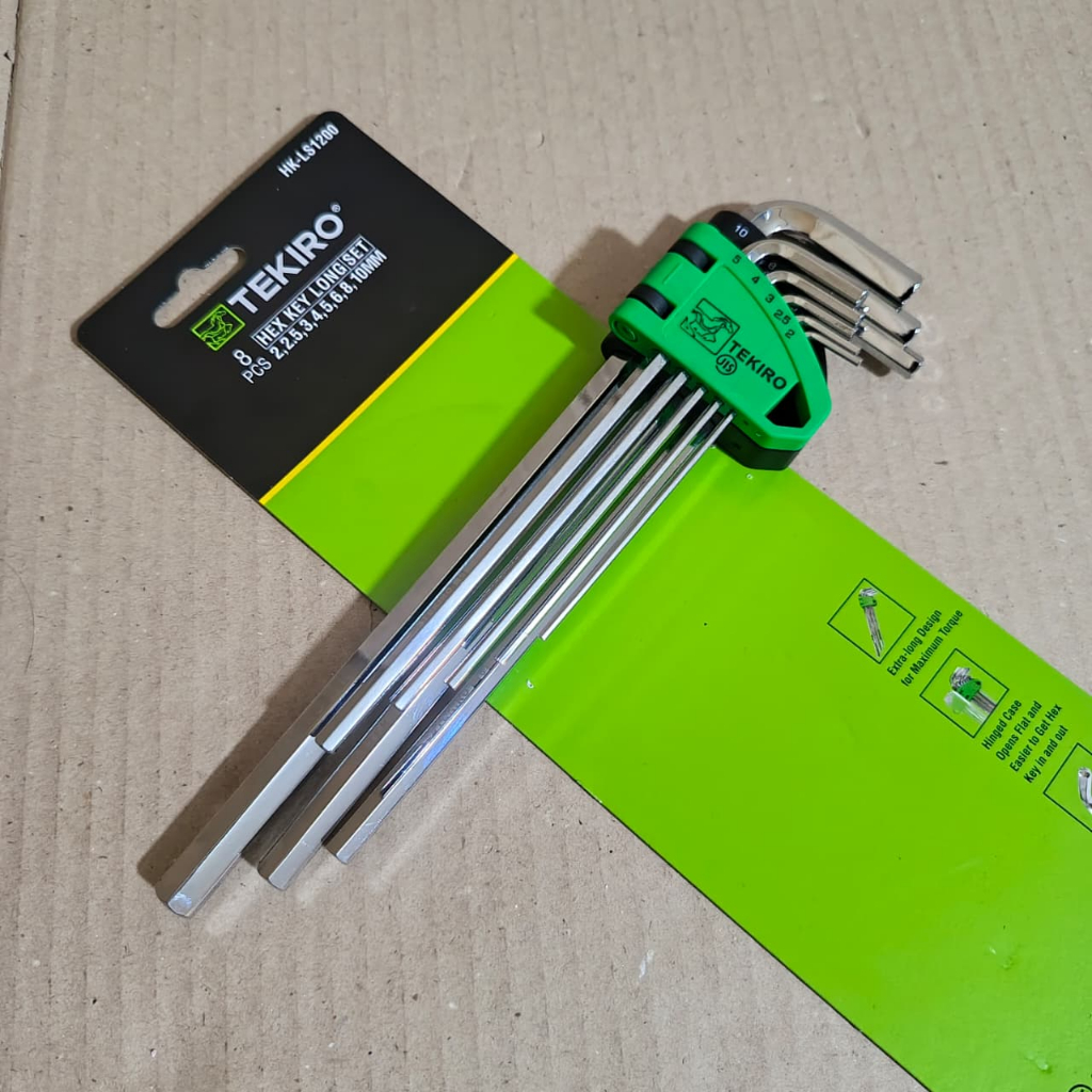 Tekiro Kunci L set lengkap 8 pcs 2 sampai 10mm panjang / Kunci l tekiro 1 set lengkap ori