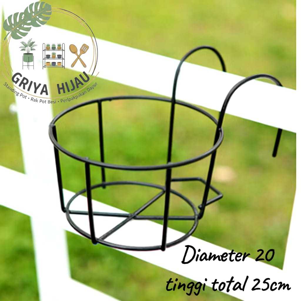 Rak Bunga Pagar Balkon Besi / Rak Pot Tanaman Gantung Minimalis untuk Dekorasi Rumah & Taman Vertika