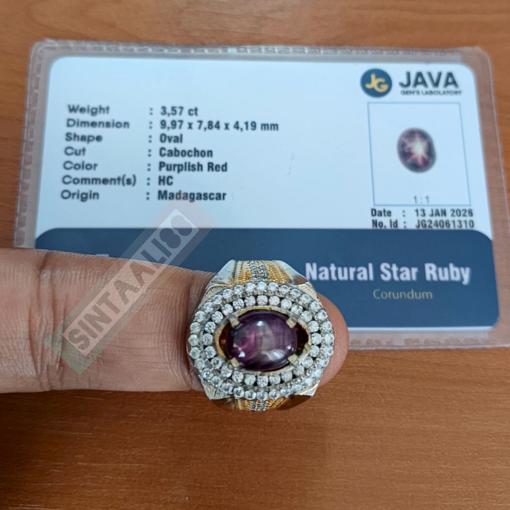 Natural Star Ruby Ring Kuningan Krom