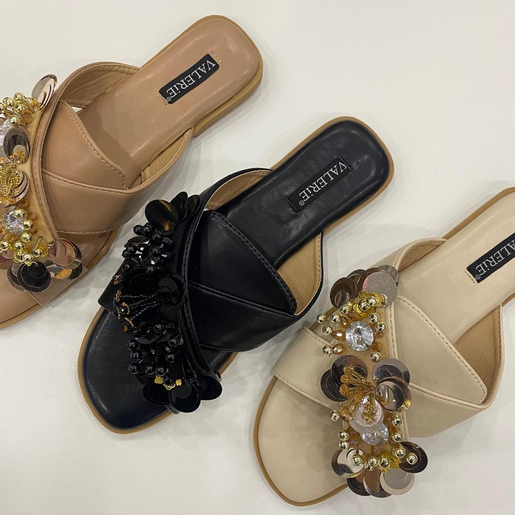 Allure Valerie Gardenia Sandal Wanita Flat Bunga Import Premium Anti Slip
