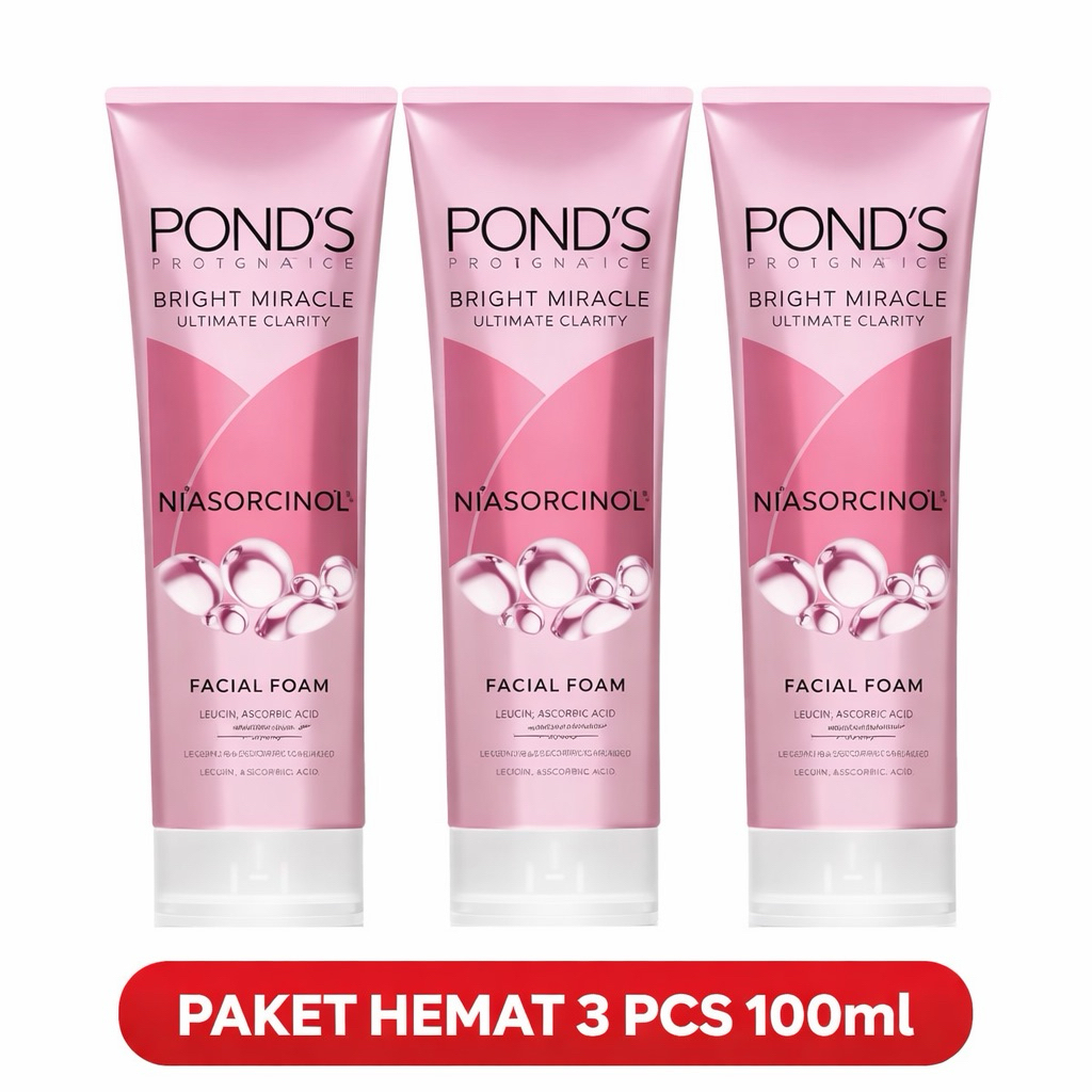 (Paket Hemat 3 pcs) Ponds Pembersih Wajah Bright Beauty Niasorcinol 100g