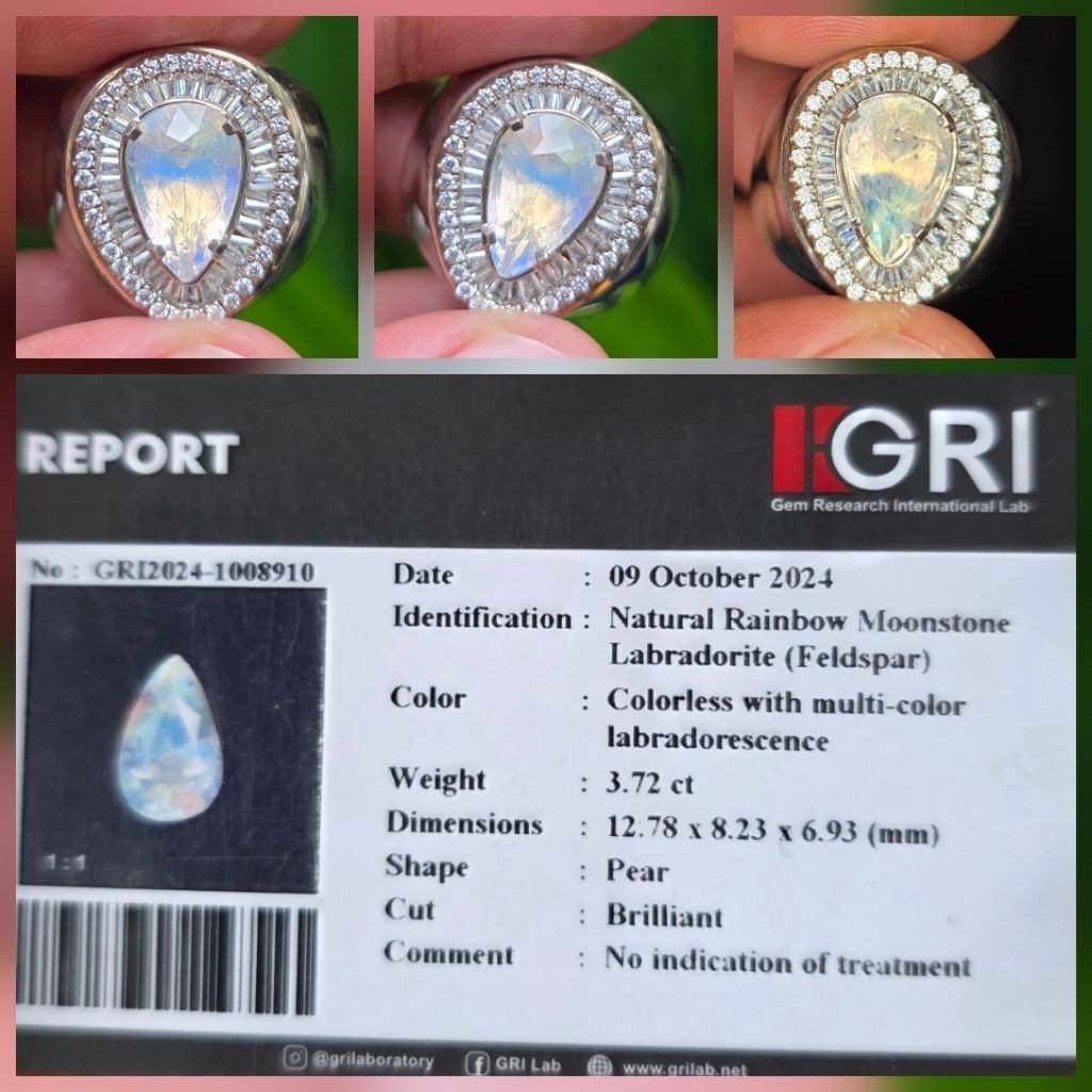 Batu Natural Rainbow Moonstone Memo 3.72 crt
