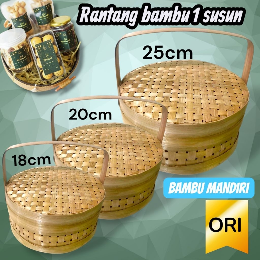Rantang Bambu 1 Susun Premium / Rantang Bambu Hampers Lebaran / Rantang Anyaman Bambu