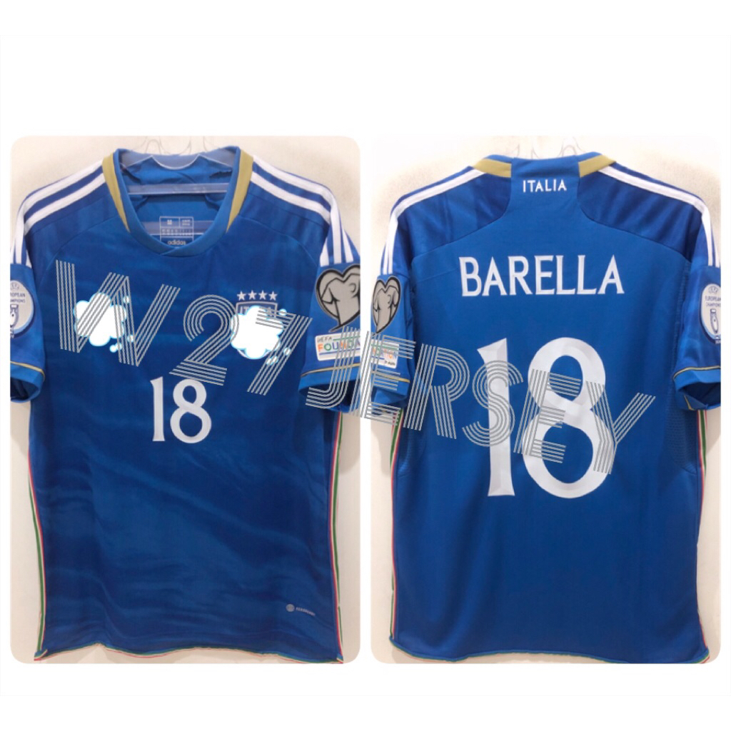 JERSEY ITALY HOME, AWAY 2023 name player Barella + Patch