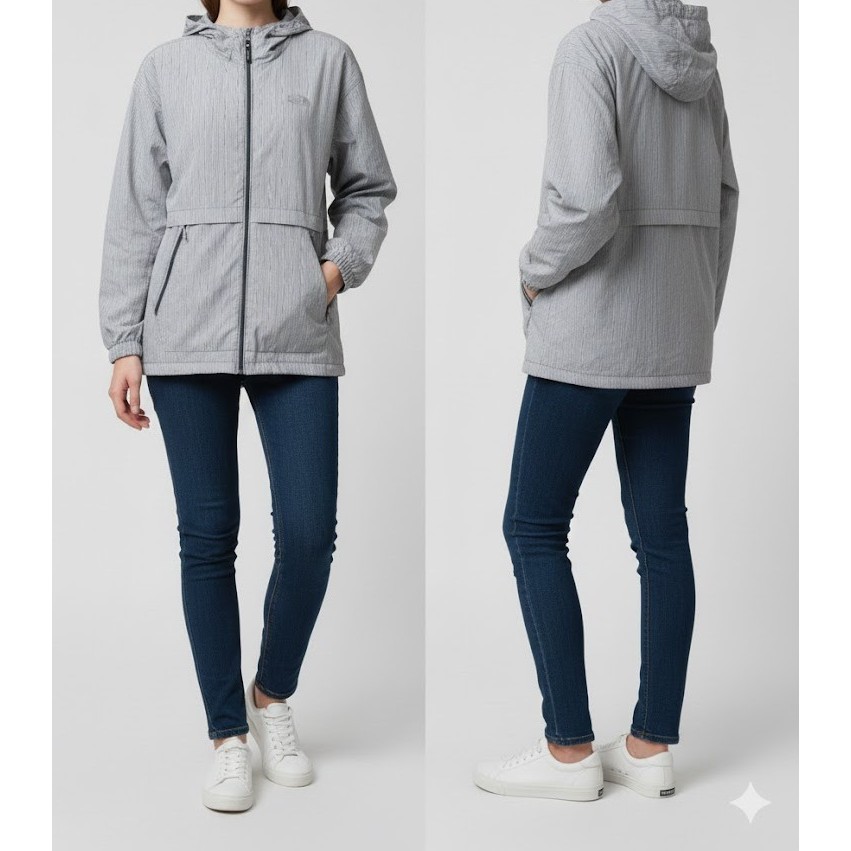 Jaket hoodie windbreaker casual grey