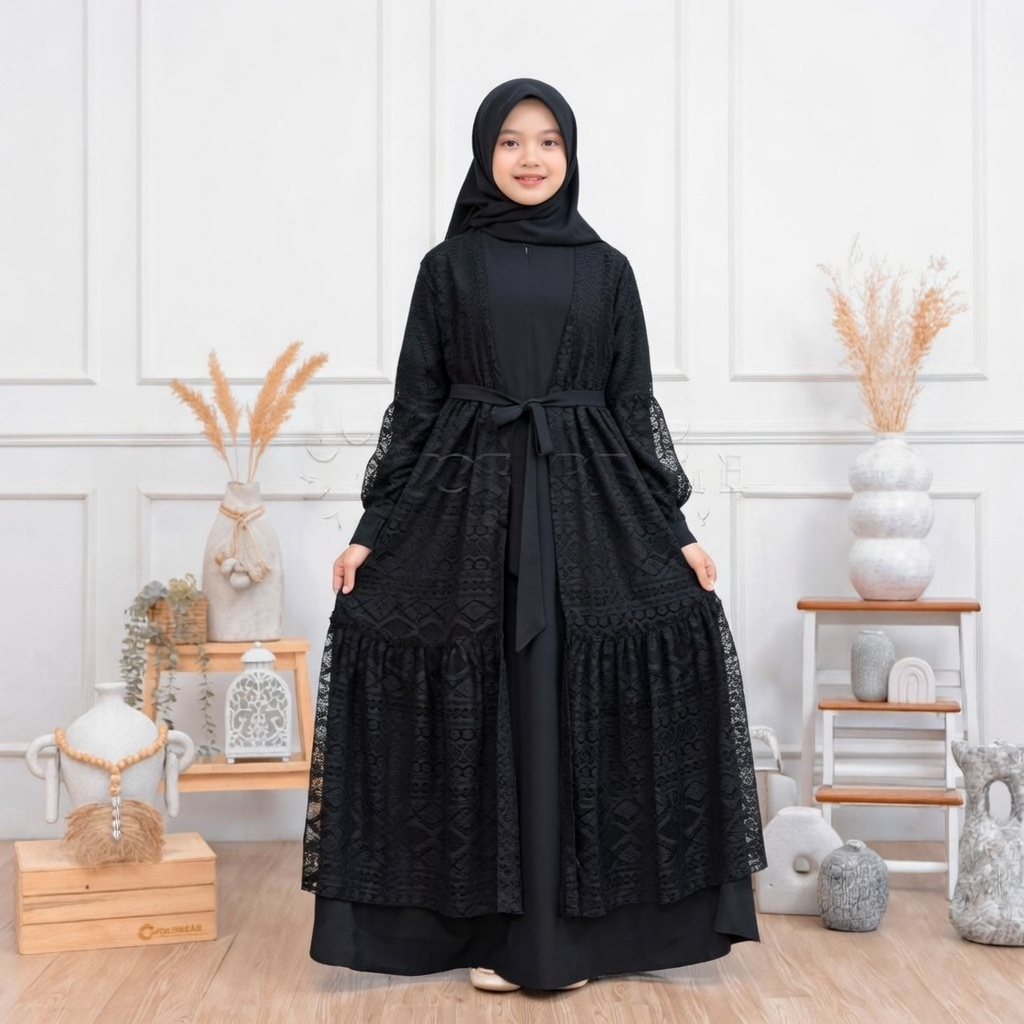 Gamis Brokat AlIyya gamis muslim anak remaja outer bisa di lepas Free Bros lebaran 2025 2026