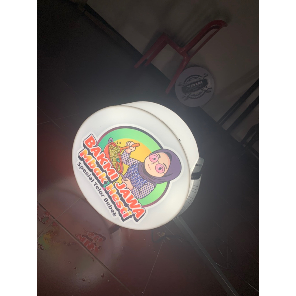 Neon Box Bulat 1 Sisi 2 Sisi Polos Sticker