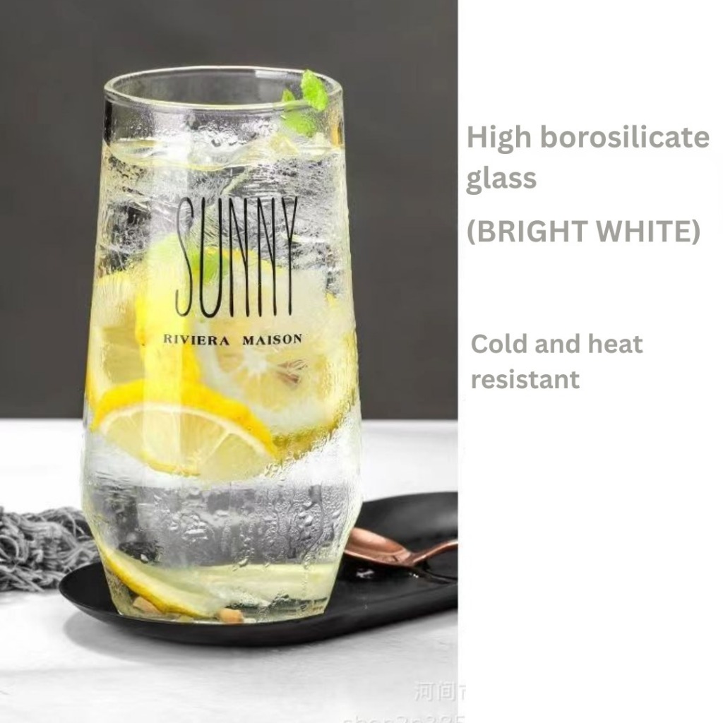 Gelas Minum kaca ala cafe SUNNY Gelas Kaca Transparan Aesthetic