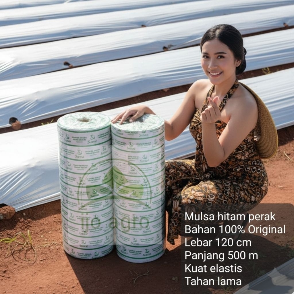 Plastik mulsa hitam perak full ORIGINAL 1 roll 1,2M X 500m