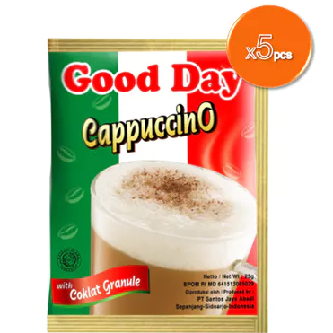 Kopi Bubuk Instan Good Day Rasa Cappuccino Coklat Granule Kemasan 1 Pack isi 5 Pcs Coffee Instant