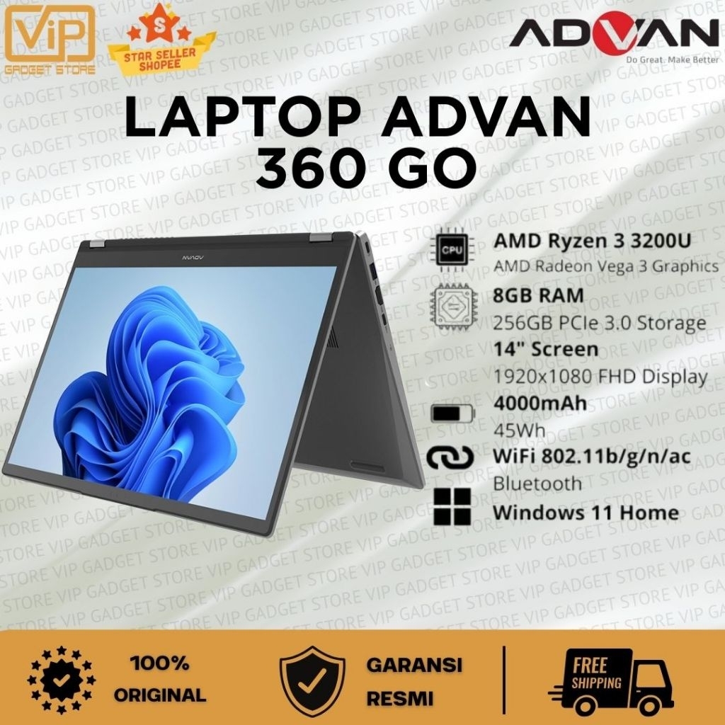 ADVAN 360 GO Laptop 2 in 1 | Touchscreen | 14inch IPS FHD | Windows 11