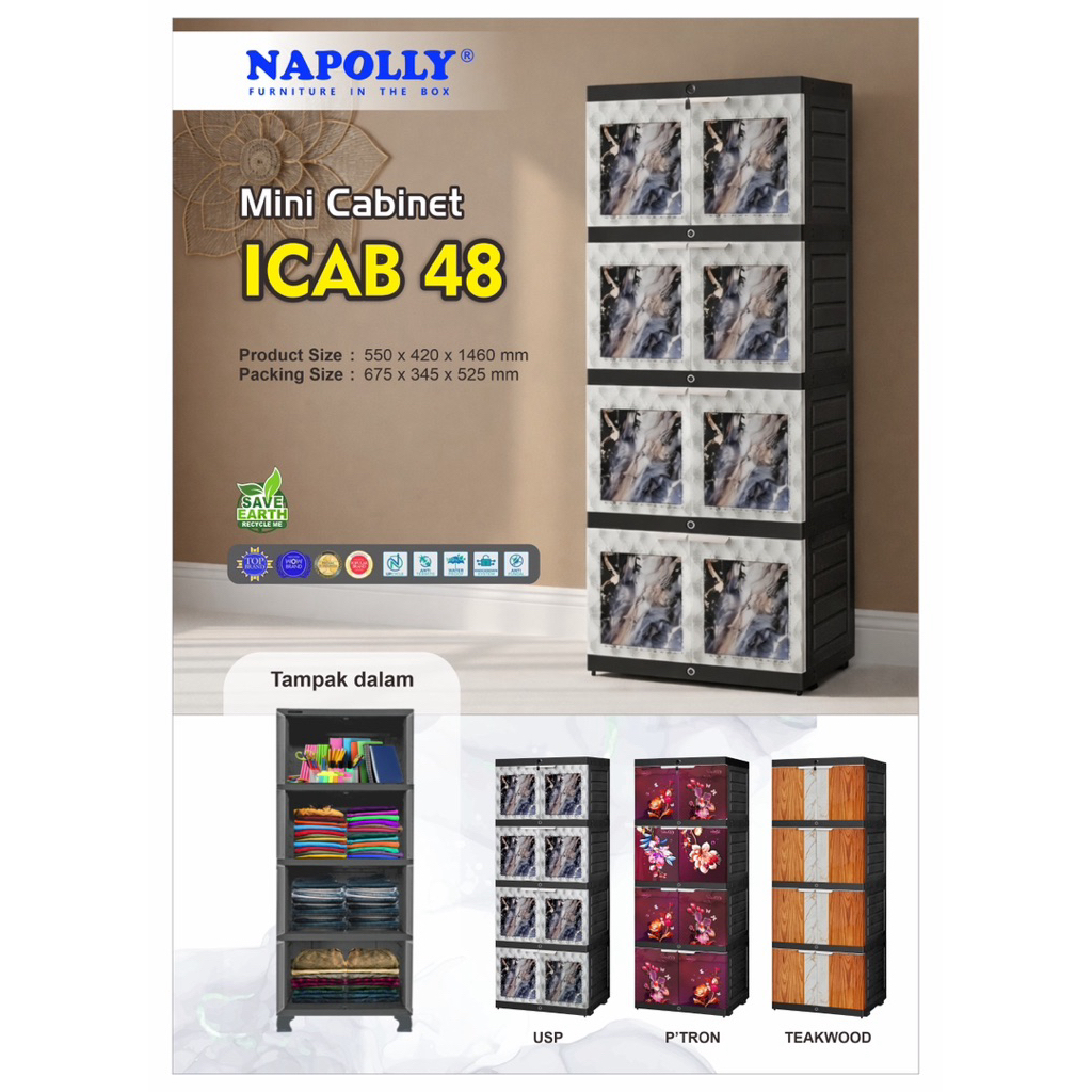 LEMARI PAKAIAN / LEMARI BAJU / LEMARI PAKAIAN PLASTIK / LEMARI RAK / LEMARI MINI CABINET NAPOLLY