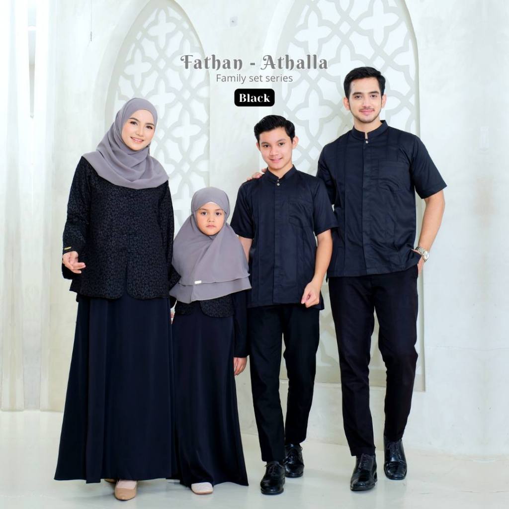 RISKIRICH Fathan Athalla Black Sarimbit Keluarga Cheongsam Muslim Terbaru 2026