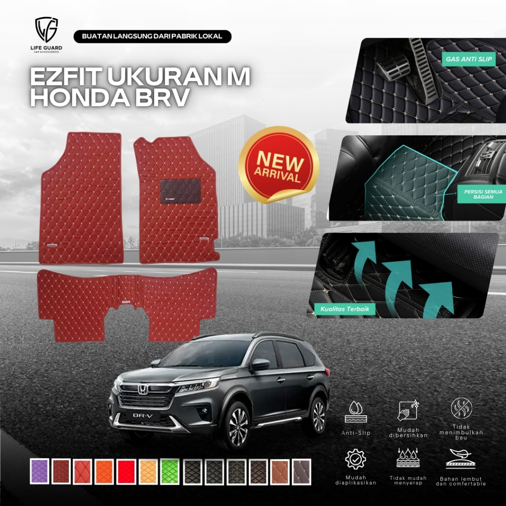 Lifeguard Ezfit 3 Baris Karpet Mobil Honda BRV 2016-Now  Aksesoris Mobil  2D