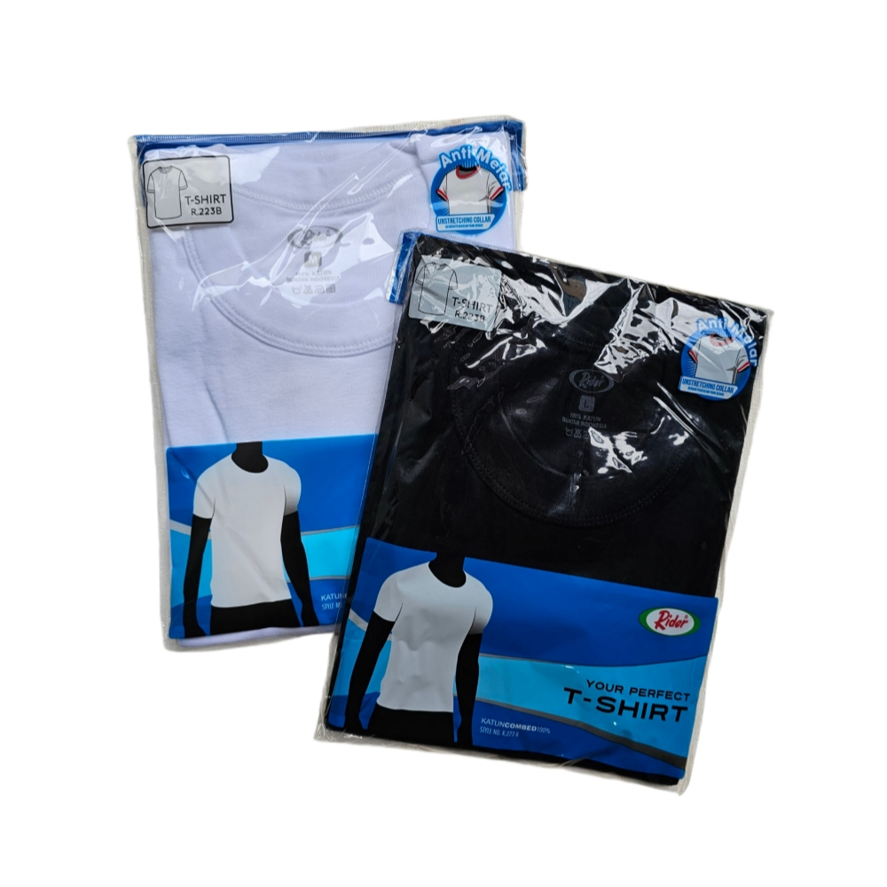 [ PROMO 3PCS ] Kaos Pria Rider Sport O Neck - Oblong Rider Putih Hitam 100% Katun Lembut Nyaman