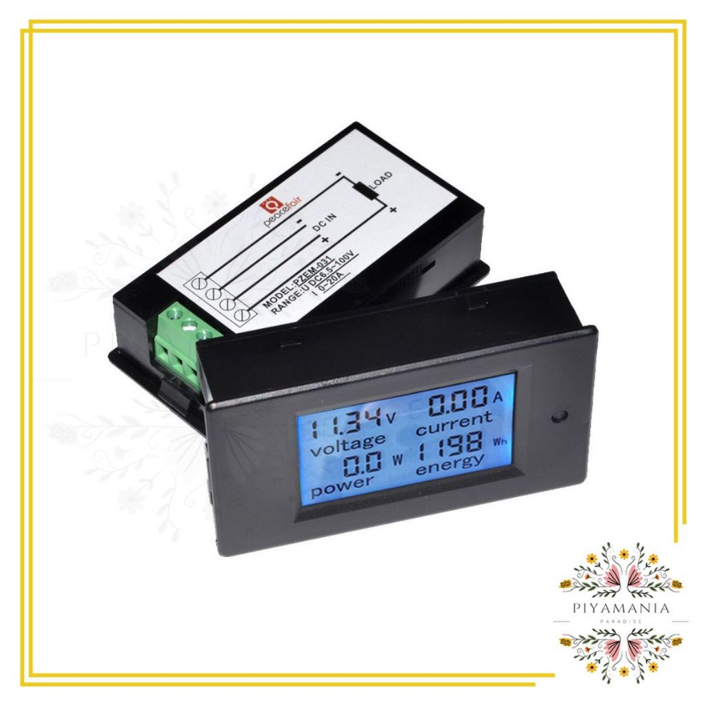 PIYAMANIA Peacefair PZEM-031 20A Kwh Energy Volt Ampere Watt meter DC 6.5-100V