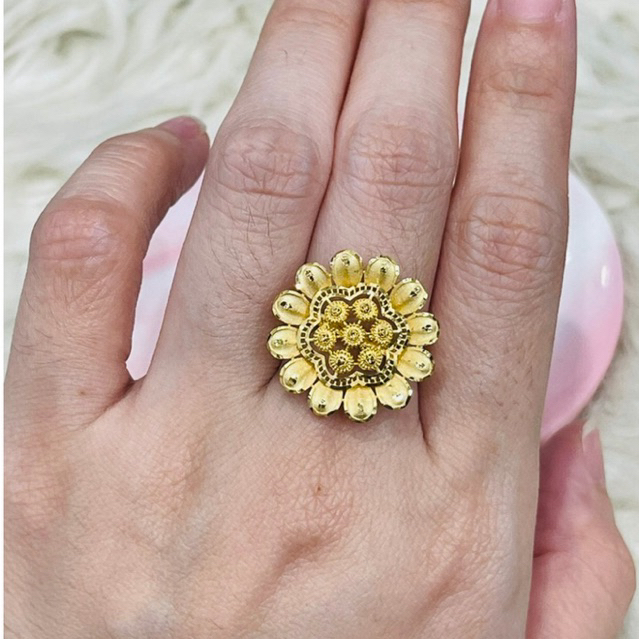 cincin bunga matahari uk 13 adjust simple elegant emas asli kadar 700