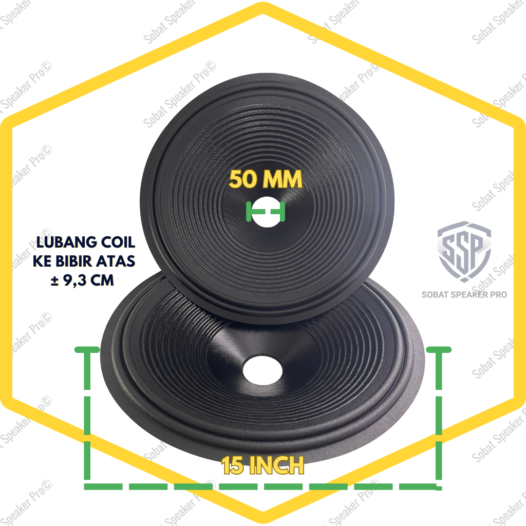 Daun Speaker 15 Inch Lubang 50 mm Model 2 Garis, Coating, dan Coating- Kertas Spiker Fullrange 15" D