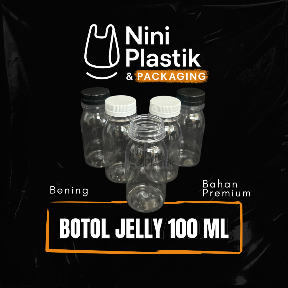 Botol Jelly 100 ml Premium Bening - Botol Plastik PET Minuman, Susu, Jus dan Pudding - Nini Plastik