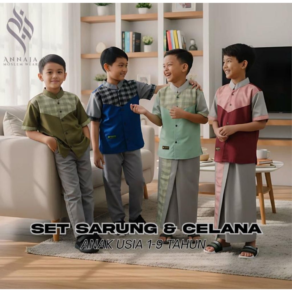 Baju Koko anak | Baju Koko set sarung | baju Koko set celana