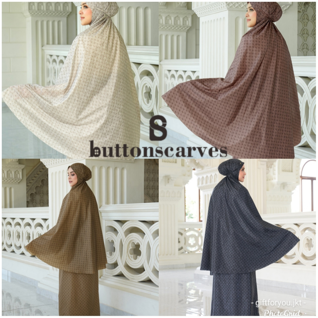 Buttonscarves Monogram Mini Capsule Prayer Robe Khaki Mahogany Tan Black Perlengkapan Sholat Ibadah 