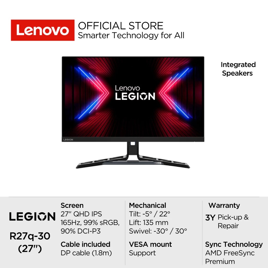 Lenovo Monitor Legion R27q-30 180Hz 2560x1440 27" QHD Include Asuransi