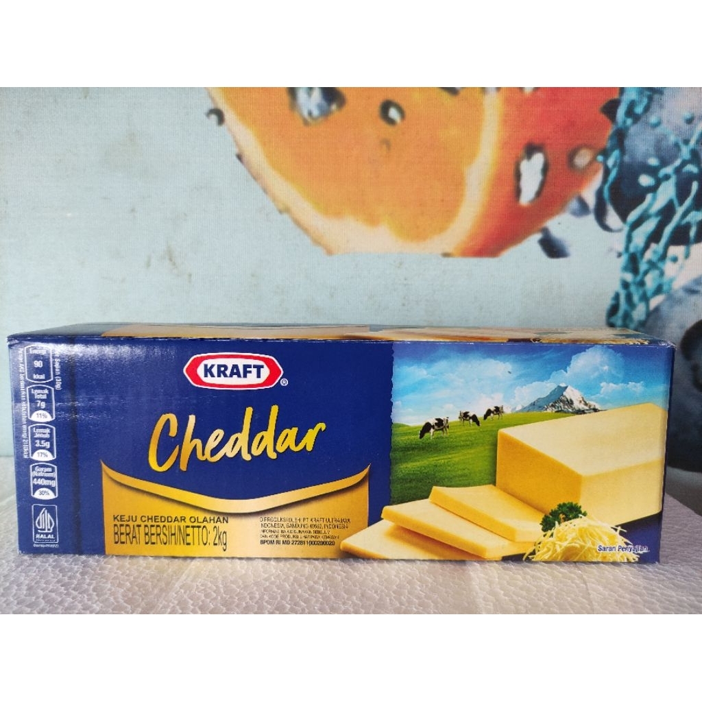 Kraft Keju Cheddar 2 kilo - Rasa Gurih, Kaya Kalsium, Mudah Dibentuk
