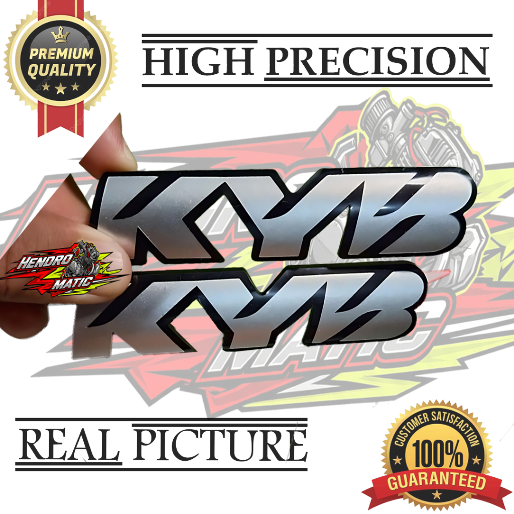 Stiker Emblem Timbul KYB 3D Akrilik – Logo Shock Skok Sok Depan Belakang Lem 3M Sepasang