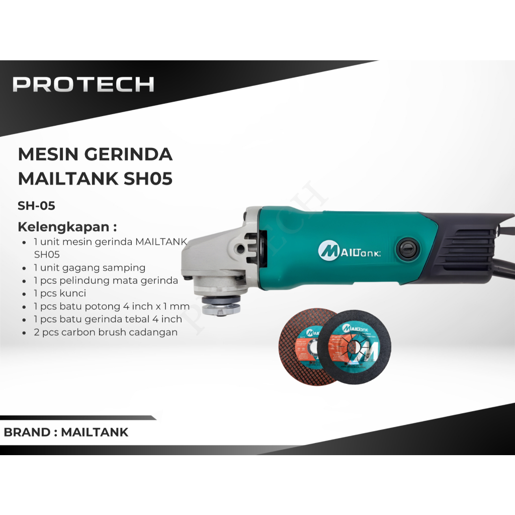 MAILTANK SH05 SH01 SH05C Mesin Angle Grinder 4 Inch 600W Gerinda Tangan Merah 100mm Potong Besi Kayu