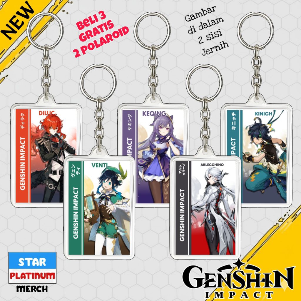 Gantungan Kunci Genshin Impact - Keychain Genshin Impact - Ganci Anime Game - Gantungan Kunci Venti 