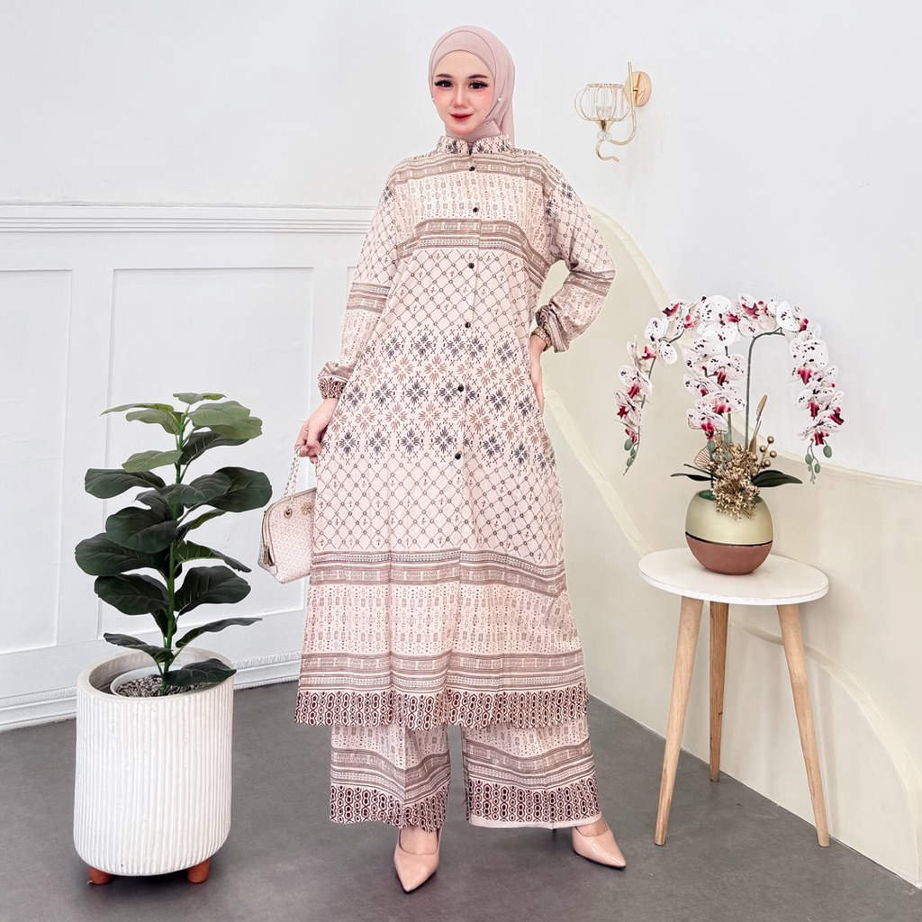 Setelan rayon premium//One set rayon motif//Setelan tunik rayon