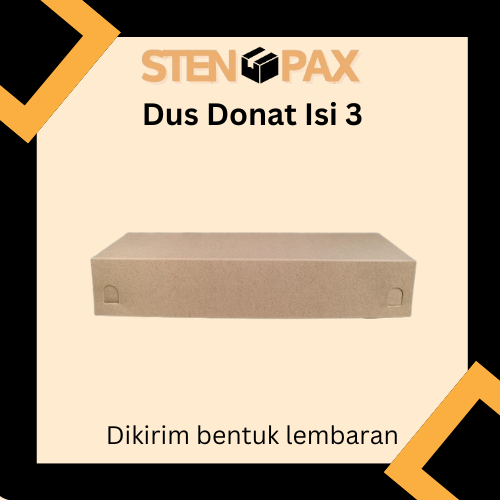 Dus Kraft Donat Isi 3 Polos Ukuran 27x10x5 Laminasi Food Grade / Box Kue Donat Snack Camilan Cake