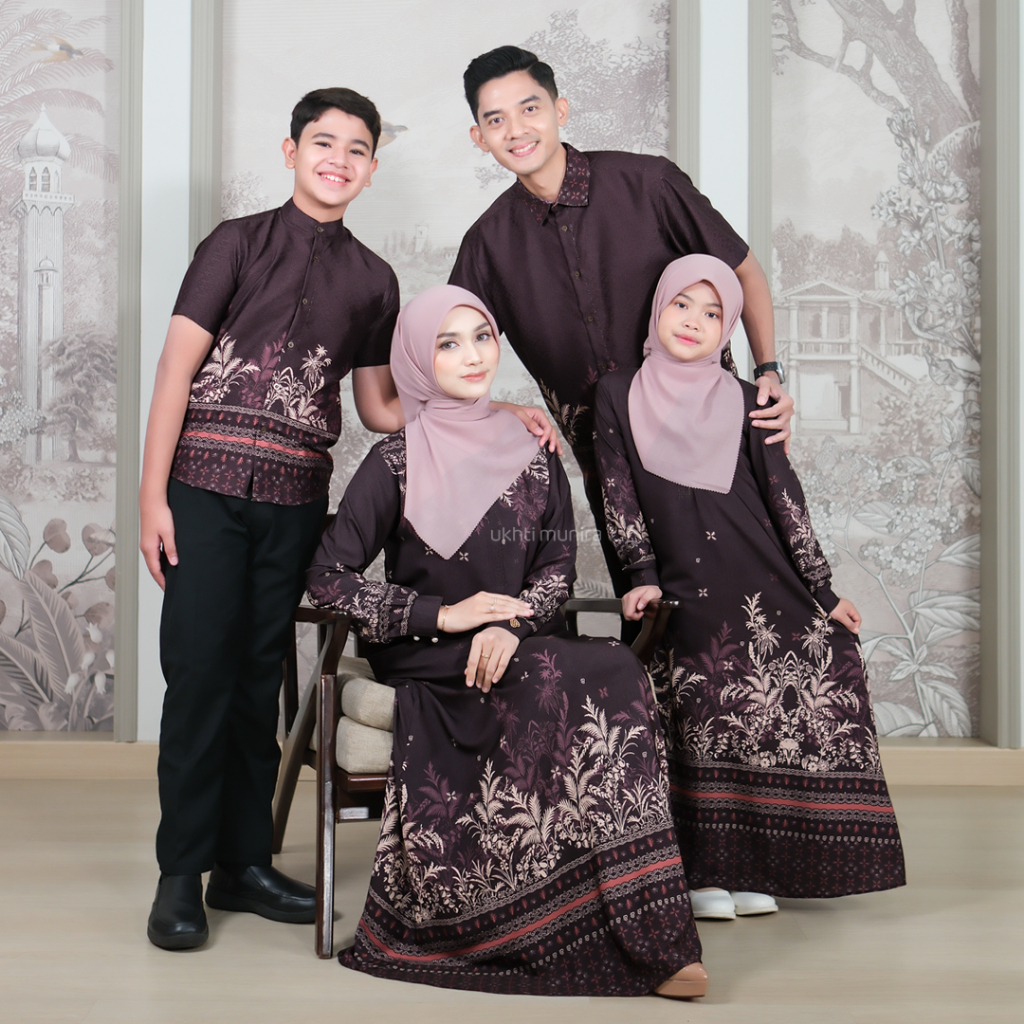 UKHTI MUNIRA - Noora Signature Burgundy Sarimbit Raya Series Gamis Abaya Koko