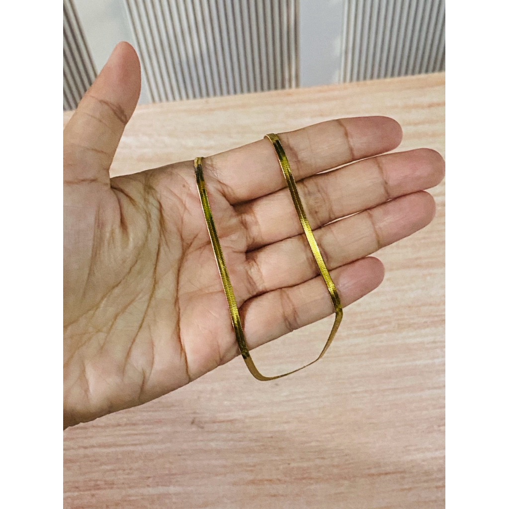 Kalung Titanium Model Pipih Gold